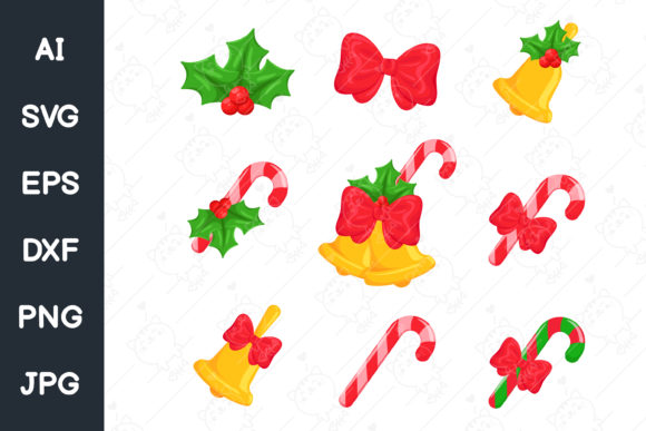 Christmas Bell with Beautiful Red Bow Illustration