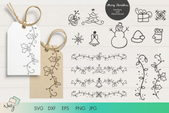 Christmas Borders and Illustrations Set for Creative Projects