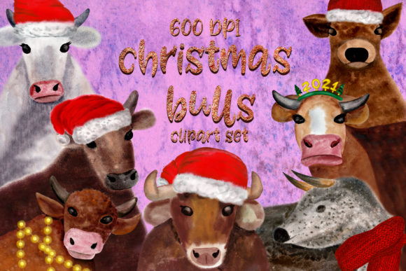 Christmas Bulls Clipart Set Review