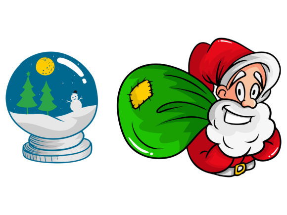 Christmas Bundle Snow Globe Santa Illustrations