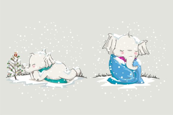 Christmas Cute Animal in Xmast Winter Illustrations