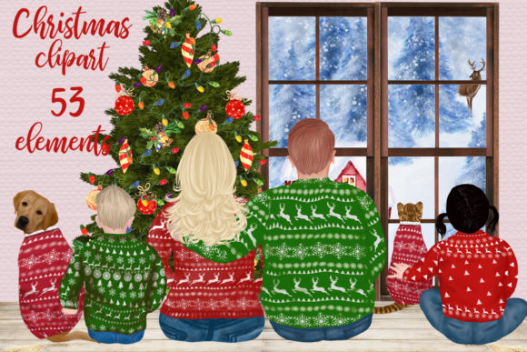 Christmas Family Clipart Plus Size Illustrations