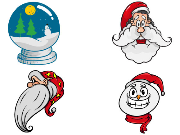 Christmas Four Bundle Snow Globe Illustrations