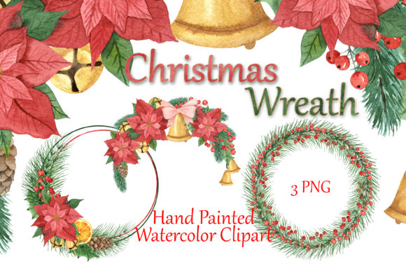 Christmas Frames Watercolor Clipart for Illustrations
