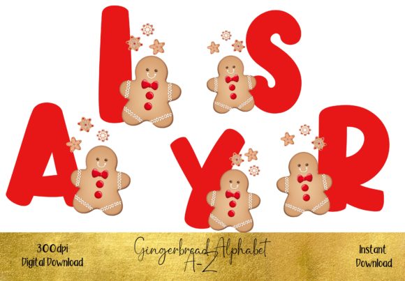 Christmas Gingerbread Man Alphabet Illustrations