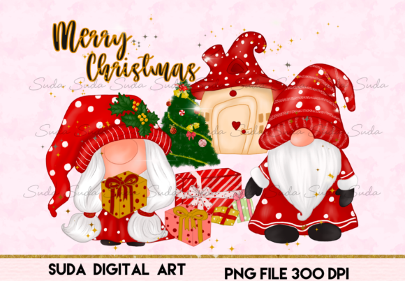 Christmas Gnomes House Sublimation Illustrations
