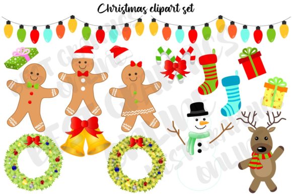 Christmas Holiday Clipart Set Snowman Illustrations