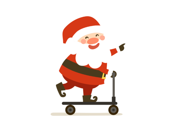 Christmas Illustration Santa Scooter
