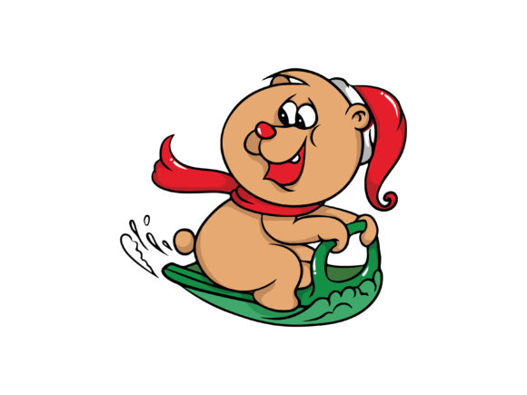 Christmas Skiing Bear Illustration for Local Branding