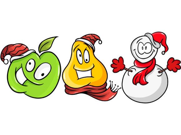 Christmas Triple Bundle Apple Pear Illustrations