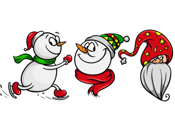 Christmas Triple Bundle Skiing Snowman Illustrations