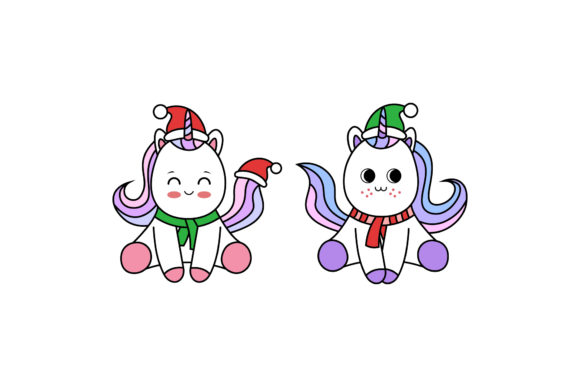 Christmas Unicorn Vector Illustrations