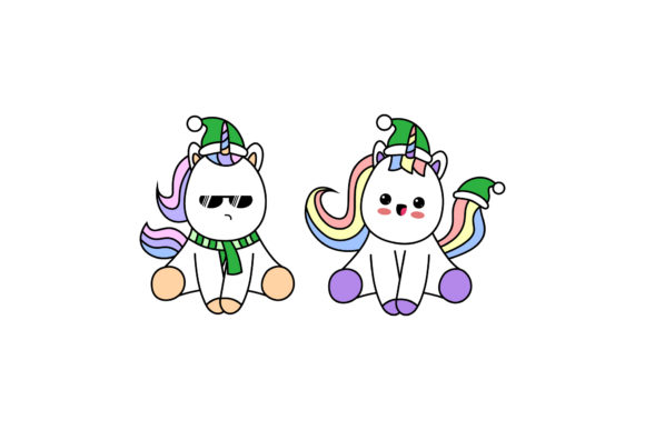 Christmas Unicorn Vectors Design Set