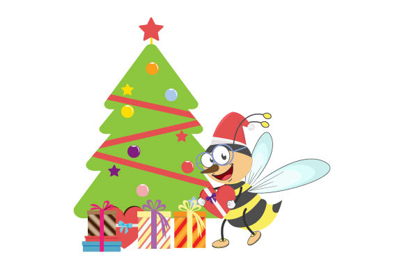 Cute Bee Cartoon on Christmas Illustration Review