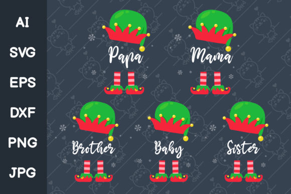 Elf Family at Christmas Illustrations