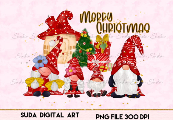 Gnomes Family Christmas Sublimation Illustrations