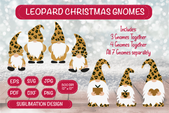 Leopard Christmas Gnome Bundle Illustrations