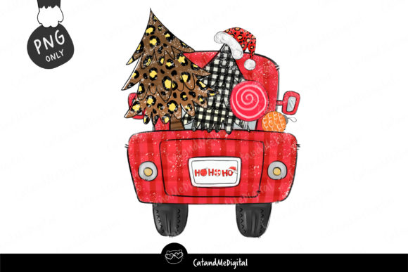 Truck Buffalo Plaid Christmas Tree Illustrations