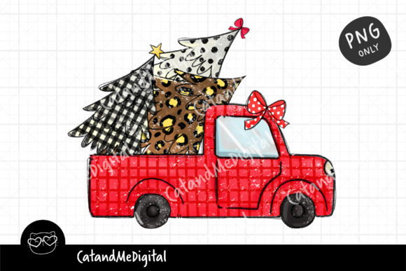 Truck Christmas Sublimation Illustrations
