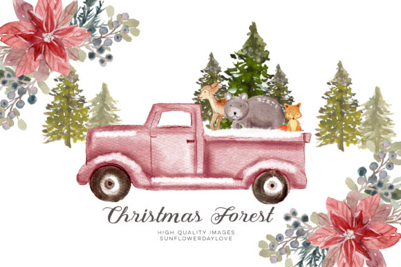 WOODLAND Christmas Clipart, Forest Illustrations